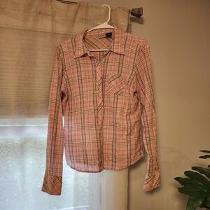 Pink plaid button up Jr size large